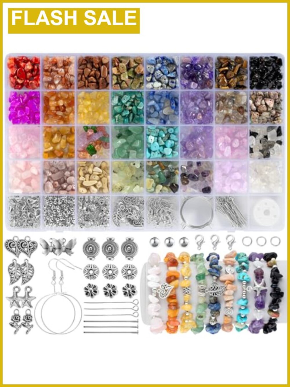 Natural Crystal Beads Jewelry Making Kit Bracelet Making Set 900+ Stone Beads